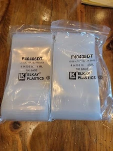 4”X6” Elkay Plastics Clear Seal Zip Lock Reclosable Poly Bags 4 Mil 100ct, 2pk - Picture 1 of 2