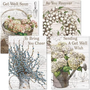 Farmhouse Get Well Greeting Cards - Set of 8 (4 Designs), Large 5" X 7", Sympath - Picture 1 of 12