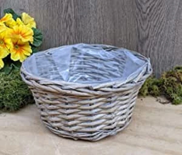 Pflanzkorb ø 25 cm rund aus Weide - kein Kunststoff Blumen Garten Pflanzschale - Bild 1 von 1