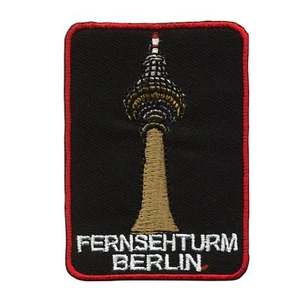 Aufnäher Fernsehturm Berlin 7 cm schwarz Patch Bügelbild Abzeichen Aufbügler bln - Picture 1 of 10