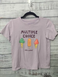 Life is Good T-shirt Kids X-Large Purple Graphic Print Ice Cream  - Picture 1 of 9