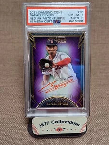 2021 RAFAEL DEVERS TOPPS DIAMOND ICONS RED INK PURPLE SSP #10/10 PSA 8 AUTO 10 - Picture 1 of 3
