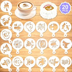 20 Pack Halloween Cake Stencil Templates Decoration Reusable Cookies Baking Mold
