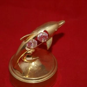 Vintage Dolphin Brass Music Box, with crystals. - Picture 1 of 2