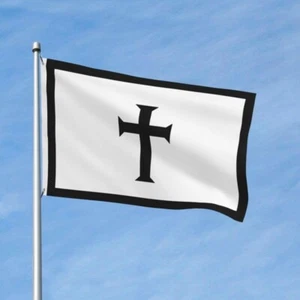3X5 TEMPLAR KNIGHTS CROSS BLACK AND WHITE 100D FLAG W/ GROMMETS - Picture 1 of 10