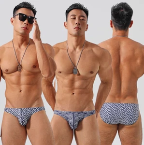 Men's Swimwear Sexy Printed Underwear Swim Bikini Briefs Swimming Boxers - Picture 1 of 13