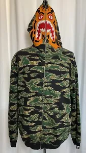 A Bathing Ape Bape Funthera Militia Verde y Negro Camuflaje Tigre Tiburón Cremallera Completa XL - Imagen 1 de 14