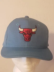 Vintage Chicago Bulls Light Blue Snapback Hat Youngan Plain Logo Made In Korea - Picture 1 of 23