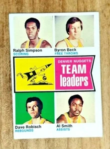 1974-75 TOPPS RALPH SIMPSON BYRON BECK DAVE ROBISCH AL SMITH NUGGET LDR CARD #230 - Bild 1 von 2