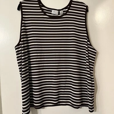 Covington Woman Stretch Brown & White Striped Sleeveless Top Size 24/26 NWOT - Image 1 of 4