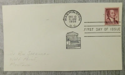 First Day Of Issue Washington DC 1958 John Jay Vintage Stamp Envelope Cover - Image 1 of 4