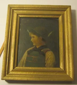 Kleines antikes Öl auf Karton Portrait JUNGE Holländer? 17. oder 18. Jahrhundert?!! - Bild 1 von 9