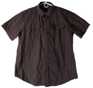 Blac Label Mens Button Up Shirt XL Chocolate Brown Biker Street Wear Alternative - Picture 1 of 8