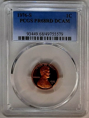 1976-S Proof Lincoln Cent PCGS PR68 RD DCAM -Fading Blue Label. - Image 1 of 4