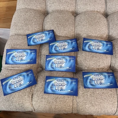 Oral B Brush Ups Mint Burst 8 ct 纹理牙齿湿巾 单独包装 NOS — 第 1/3 张图片