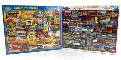 Lote de 2 Puzzles White Mountain 1000 Pc mejores lugares de América, juegos que jugamos Foto 1 de 4