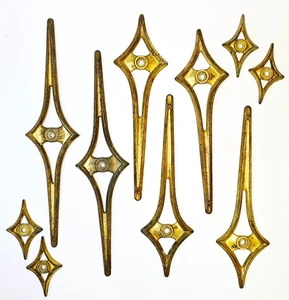 Vintage MCM Drawer Pulls Knobs Backplates Atomic Brass Starburst Hardware Lot - Picture 1 of 15