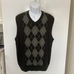 Dockers Argyle Sweater Weste Herren. Schwarz Grau. Preppy.  Academia. Opa.  XL - Bild 1 von 4