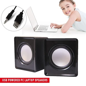3.5mm Mini USB Wired Computer Speakers Stereo Bass For PC Laptop Desktop Black - Picture 1 of 21