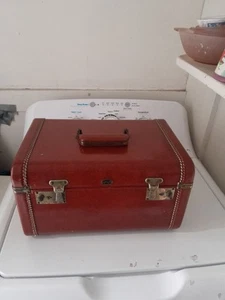 Vintage Brown Tan Brass Luggage Mirror Makeup Train Hard Case Goldpac, Nice Look - Picture 1 of 16