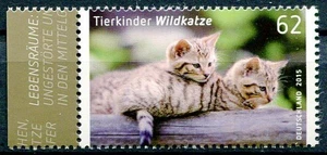 Katzen. Europäische Wildkatze. 1W. Rand(7). BRD 2015 - Bild 1 von 1