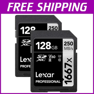 128GB UHS-II SD Card 2-Pack - 250MB/s for Professional Photography & Videography - Image 1 of 4
