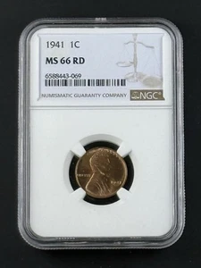 1941 1c Wheat Cent NGC MS66 RD, No Reserve, Free Ship - Picture 1 of 2