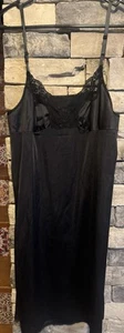 Vintage Vassarette Black Nightgown Slip Intimate Silky Dress Size 38 - Picture 1 of 5