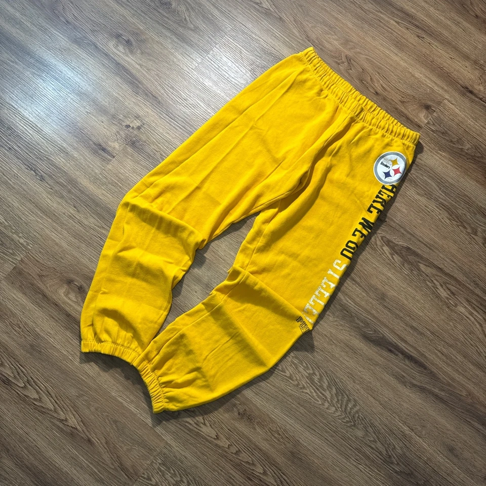 Pantalones deportivos con puños de fútbol americano Y2K Victoria Secret rosa x NFL Steelers talla S Foto 1 de 4
