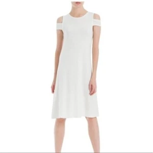 Mini Vestido Max Studio Hombro Frío Cerradura Blanco Nuevo con Etiquetas Talla Pequeña - Imagen 1 de 4