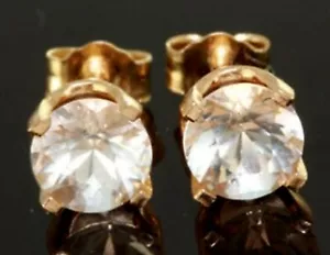 1.81ct Genuine VS Danburite Solid 14K Yellow Gold Stud Earrings Diamond Alternat - Picture 1 of 2