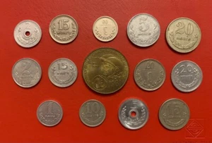 Mongolia coins 1937, 1945, 1959, 1970, 1977, 1981 set of 14 Möngö and Tugrik - Picture 1 of 2
