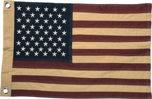 Primitive 26" Patriotic Stars & Stripes American Flag~Cotton/Betsy Ross/Tea Dye - Picture 1 of 1