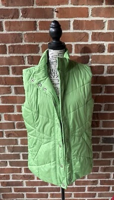 Chaleco acolchado Athletech para mujer con botones a presión cuello falso acolchado sin mangas verde talla M Foto 1 de 4