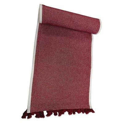 New! Threshold Red Woven Table Runner w/ Tassels 14 X 72 Cotton - Image 1 of 4