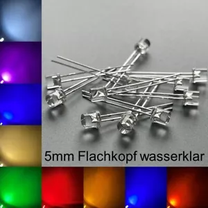 5mm LEDs Flachkopf wasserklar alle Farben inkl. Widerstände Leuchtdioden LED - Bild 1 von 3