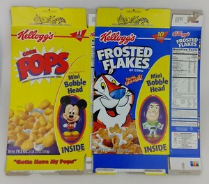 2x Lot Müslischachtel flach Kellogg's Mini Wackelkopf Frosted Flakes Corn Pops 2002 - Bild 1 von 9