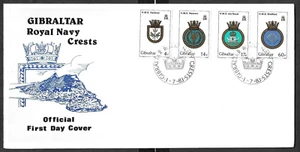 QE II - GIBRALTAR - ROYAL NAVAL CRESTS FIRST DAY COVER - 1st JULY 1983 - Picture 1 of 1