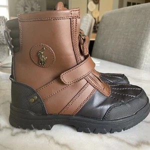 Polo Ralph Lauren Conquered Duck Boots Sz 3 Leather Weather Proof EUC - Picture 1 of 6