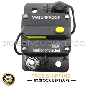 Car Circuit Breaker Fuse Reset 50 Amp 12V DC Car Boat Auto Waterproof US - Picture 1 of 8