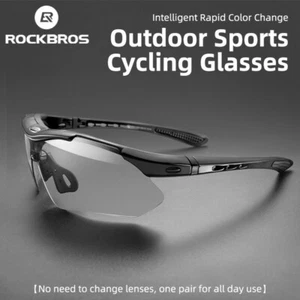 RockBros Cycling Photochromic Glasses Bicycle Sports UV400 MTB Road Bike Outdoor - Picture 1 of 11