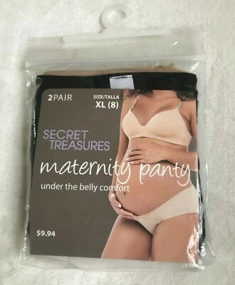 Paquete de 2 bragas Secret Treasures Maternity negras/beige descabelladas talla XL (8) Foto 1 de 4