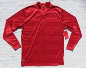NEW REEBOK US Men’s L Large Red LEGEND ¼ Zip Satin Knit Long Sleeves Shirt Top - Picture 1 of 3