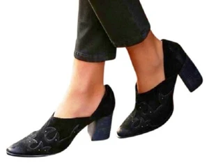 Free People Alamo Booties 38 Black Suede $178 Western Heels Shoes Boots NIB - Picture 1 of 12