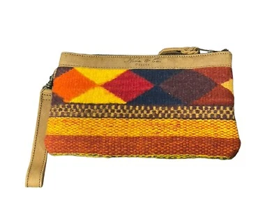 Bolso sin asas Nena & Co México cuero lana hecho a mano diseño geométrico Foto 1 de 4