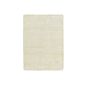 2'x3' Photon White Plain Line Design Silk with Oxidized Wool Mat Rug R75661 - Picture 1 of 5