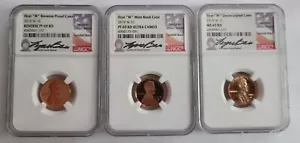 2019-W Lincoln Cents NGC PF69 & MS69 Signed by Lyndall Bass - Set of 3 - Picture 1 of 4