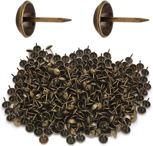 300 Pezzi Punte per Tappezzeria Bronzo, 7/16'' Testa Tonda Diametro Tappezzeria Chiodi Pelliccia - Foto 1 di 16