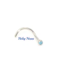 18ct white Gold 1mm Blue Diamond Nose Stud Pin Ring - Very Petite Body jewellery - Picture 1 of 5