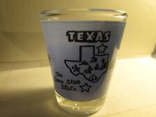 Texas- The Lone Star State- scenes/ blue band-on clear standard SHOT GLASS new